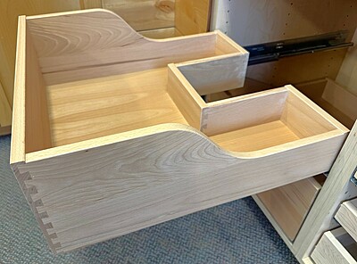 Sized curve taper sink drawer